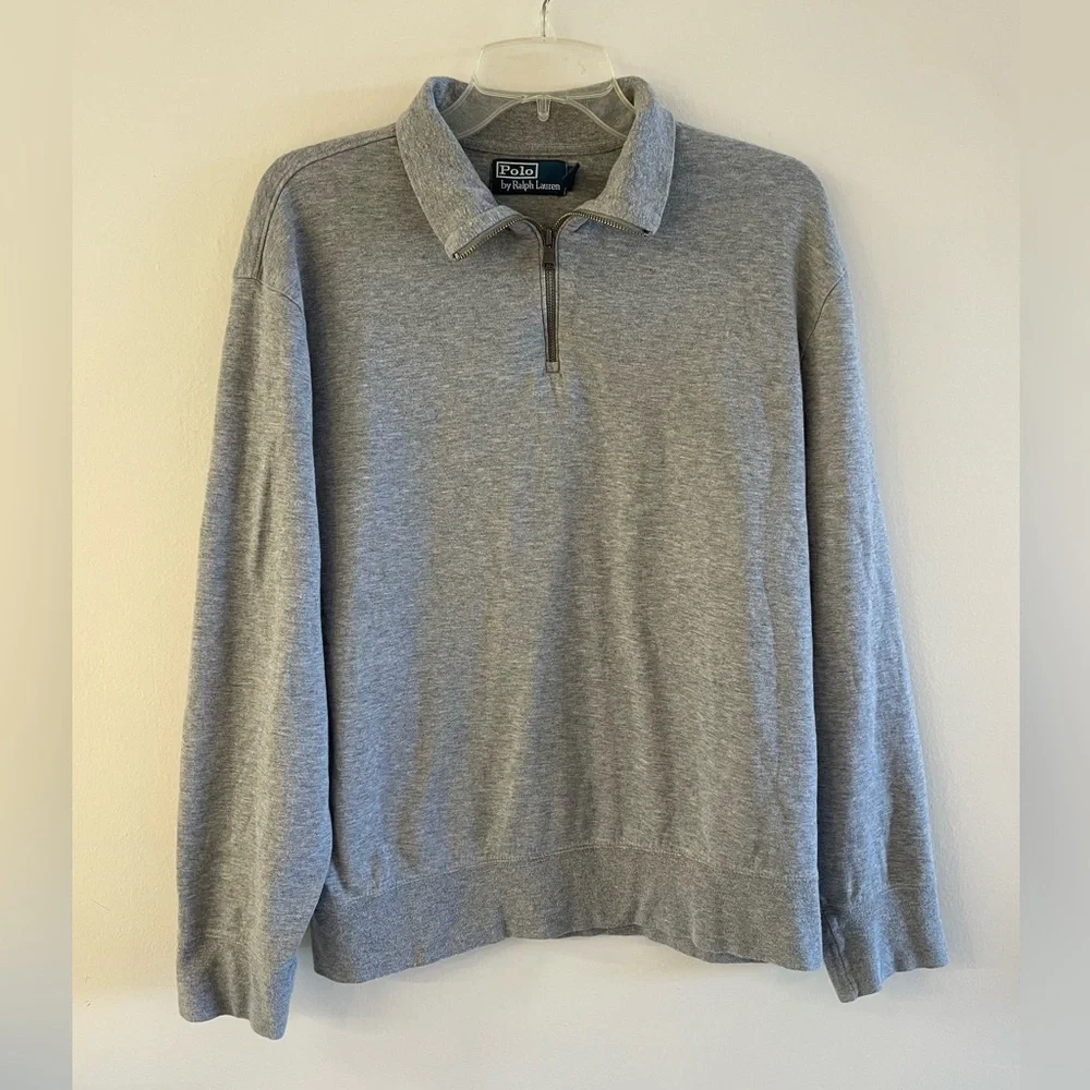 Polo Ralph Lauren men’s gray 1/4 zip pullover sweater size L